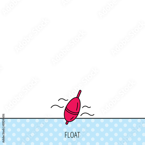 Fishing float icon. Bobber in waves sign.
