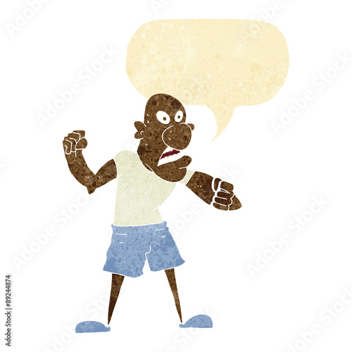 cartoon violent man with speech bubble