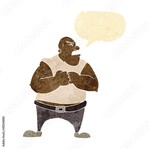 cartoon violent man with speech bubble