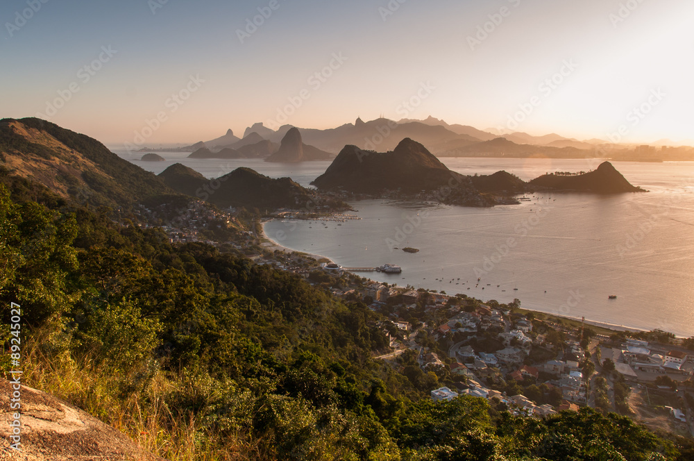 Beautiful View of Rio de Janeiro Mountains by Sunset