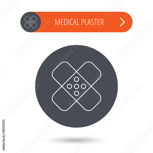 Medical plaster icon. Injury fix sign.
