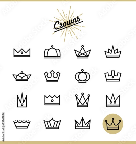Set of line crown icons