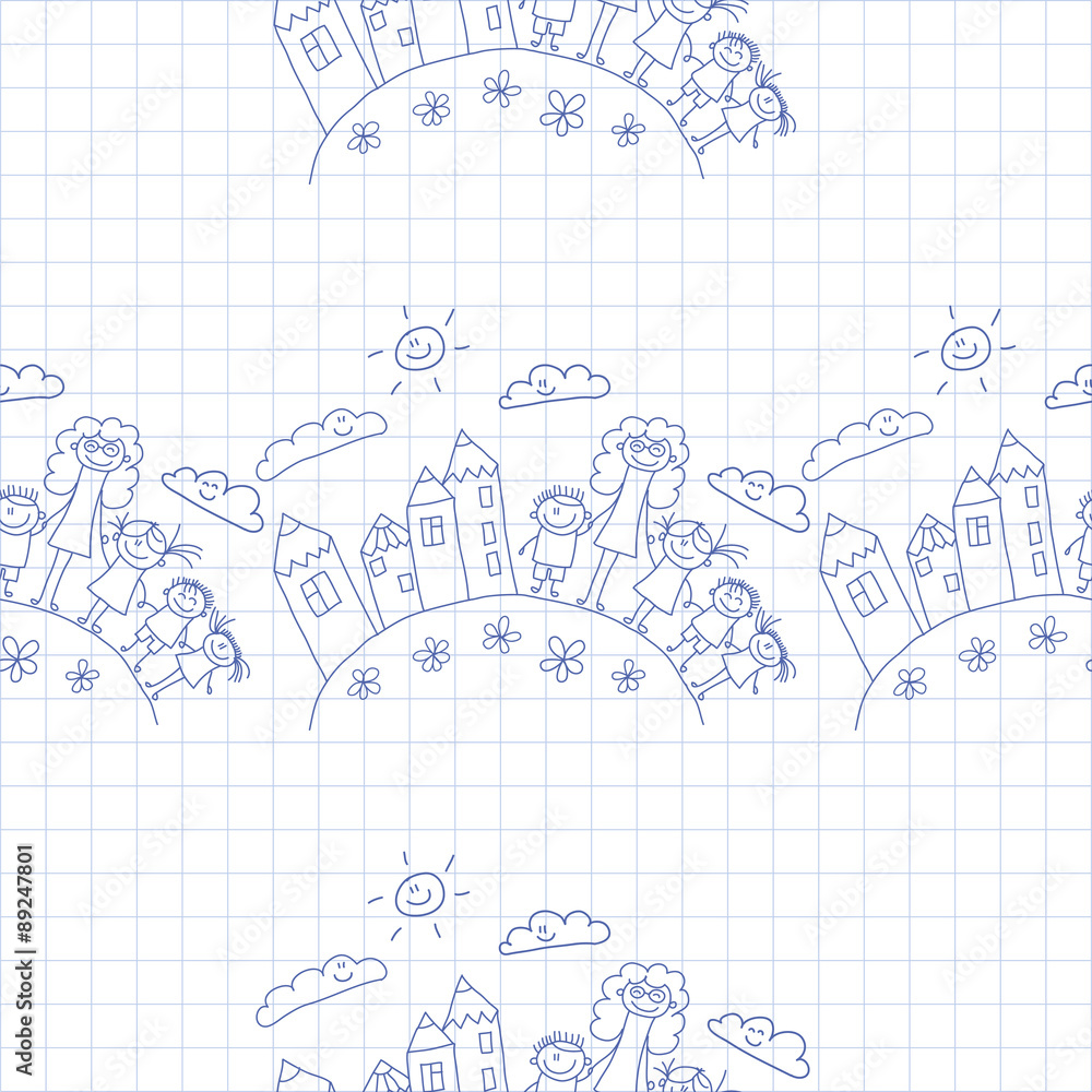 Vector seamless pattern. Kids, school and education Vector seamless pattern. Kids, school and education