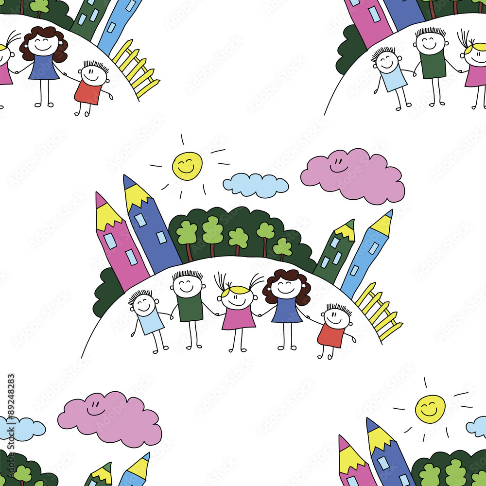 Vector seamless pattern. Kids, school and education