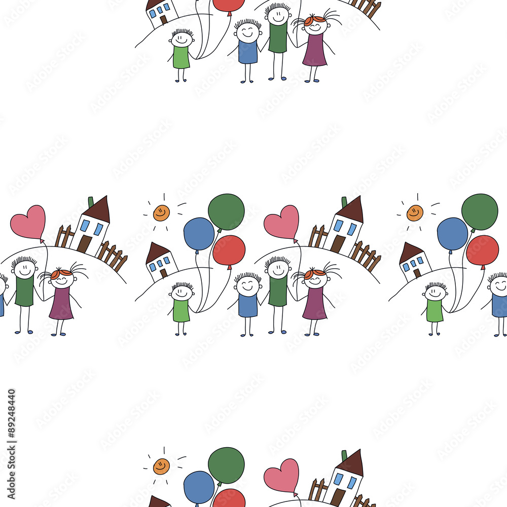 Naklejka premium Vector seamless pattern. Kids, school and education