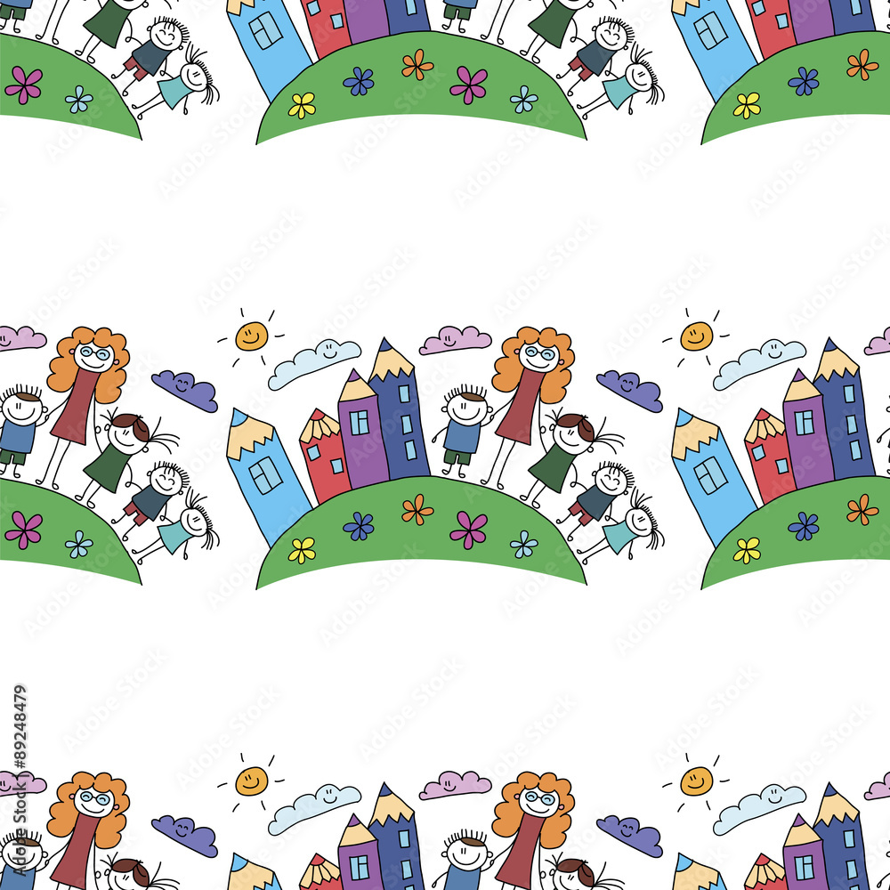 Vector seamless pattern. Kids, school and education Vector seamless pattern. Kids, school and education