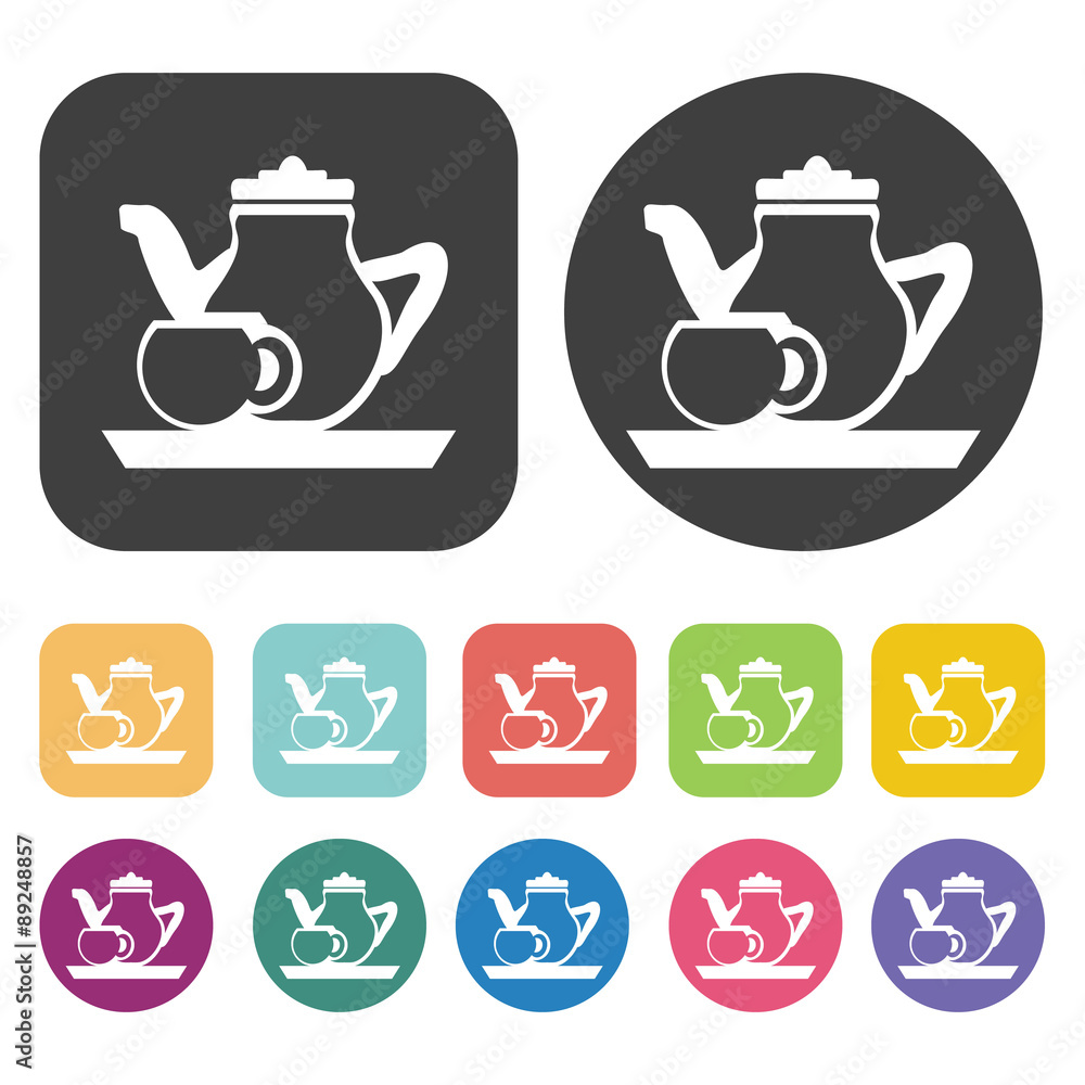 Tea pot icons set. Vector Illustration eps10
