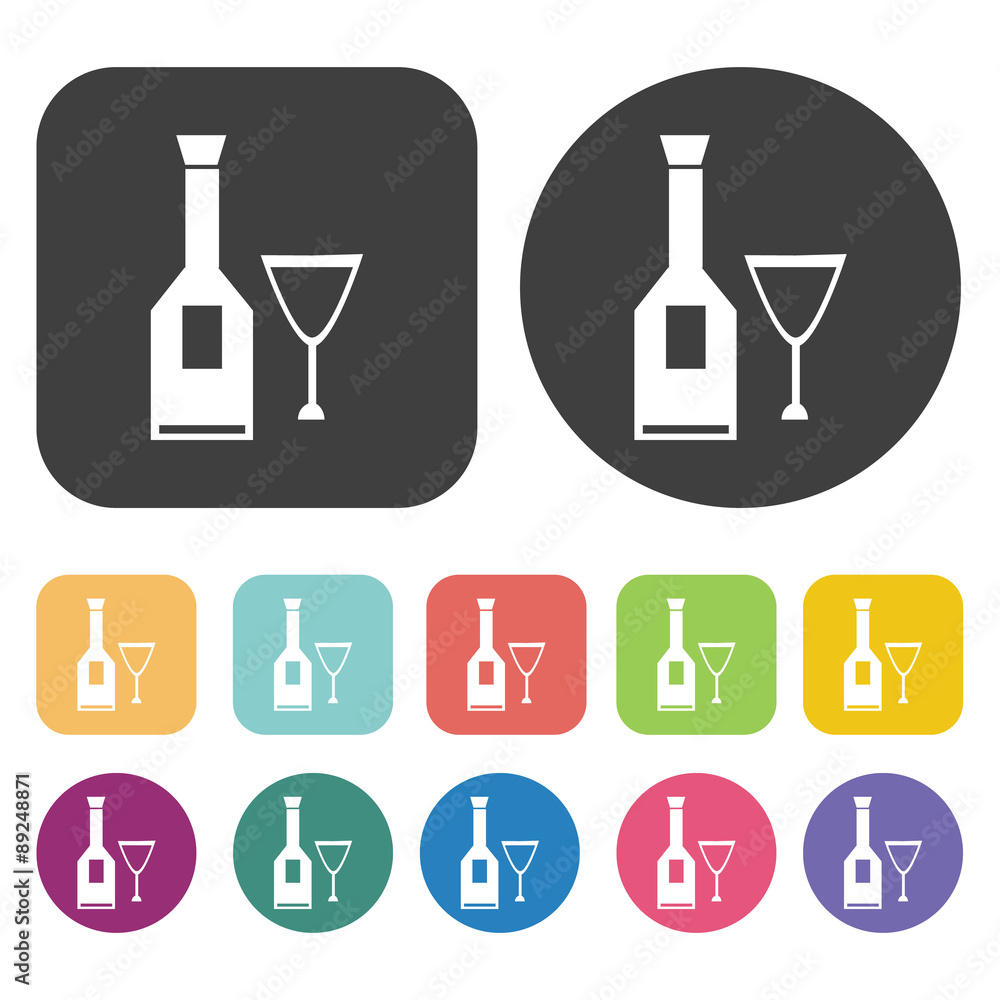 Champagne icons set. Vector Illustration eps10 Champagne icons set. Vector Illustration eps10