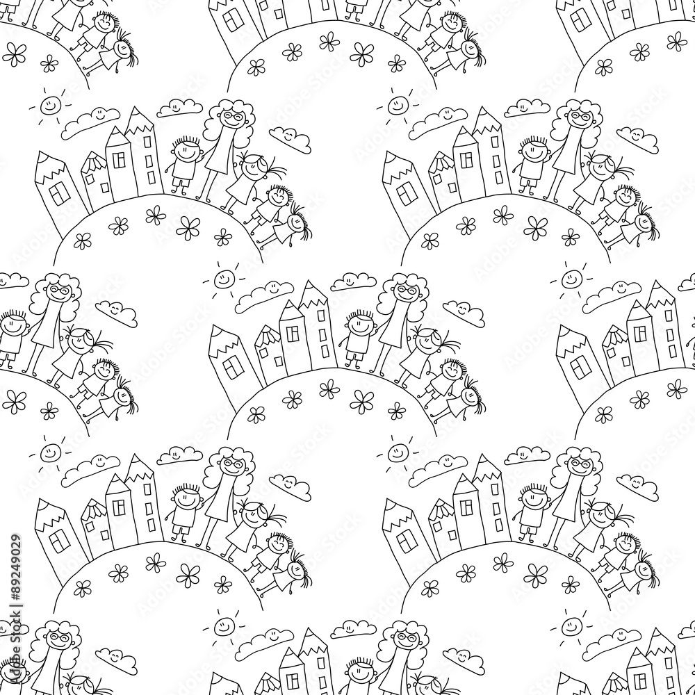 Vector seamless pattern. Kids, school and education