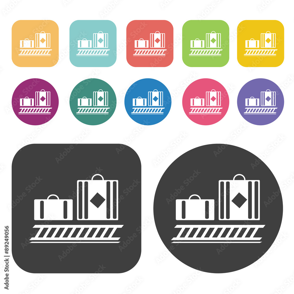Luggage carousel travel icons set. Vector Illustration eps10 Luggage carousel travel icons set. Vector Illustration eps10
