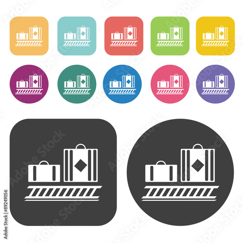 Luggage carousel travel icons set. Vector Illustration eps10