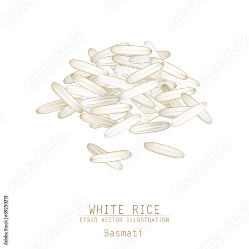 Vector illustration of white rice pile. Asian traditional food o