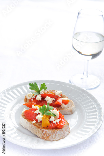 Roasted peppers canape
