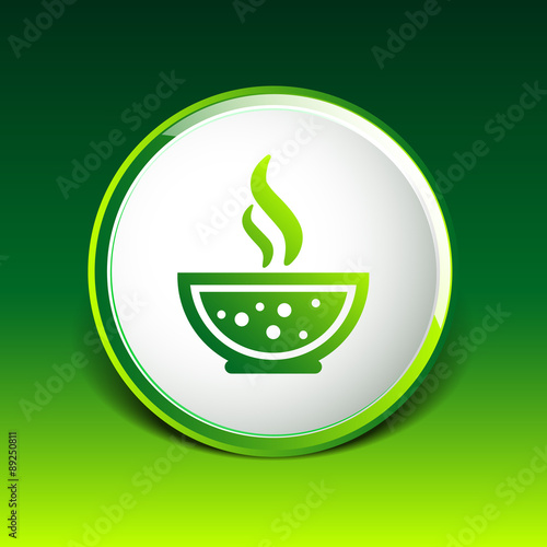 Bowl of Hot Soup with spoon Line Art. Icon isolated photo