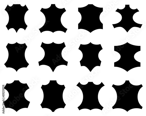 Leather sign in different shapes, vector