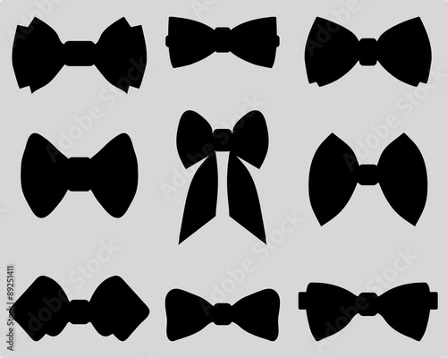 Black silhouettes of bow ties, vector