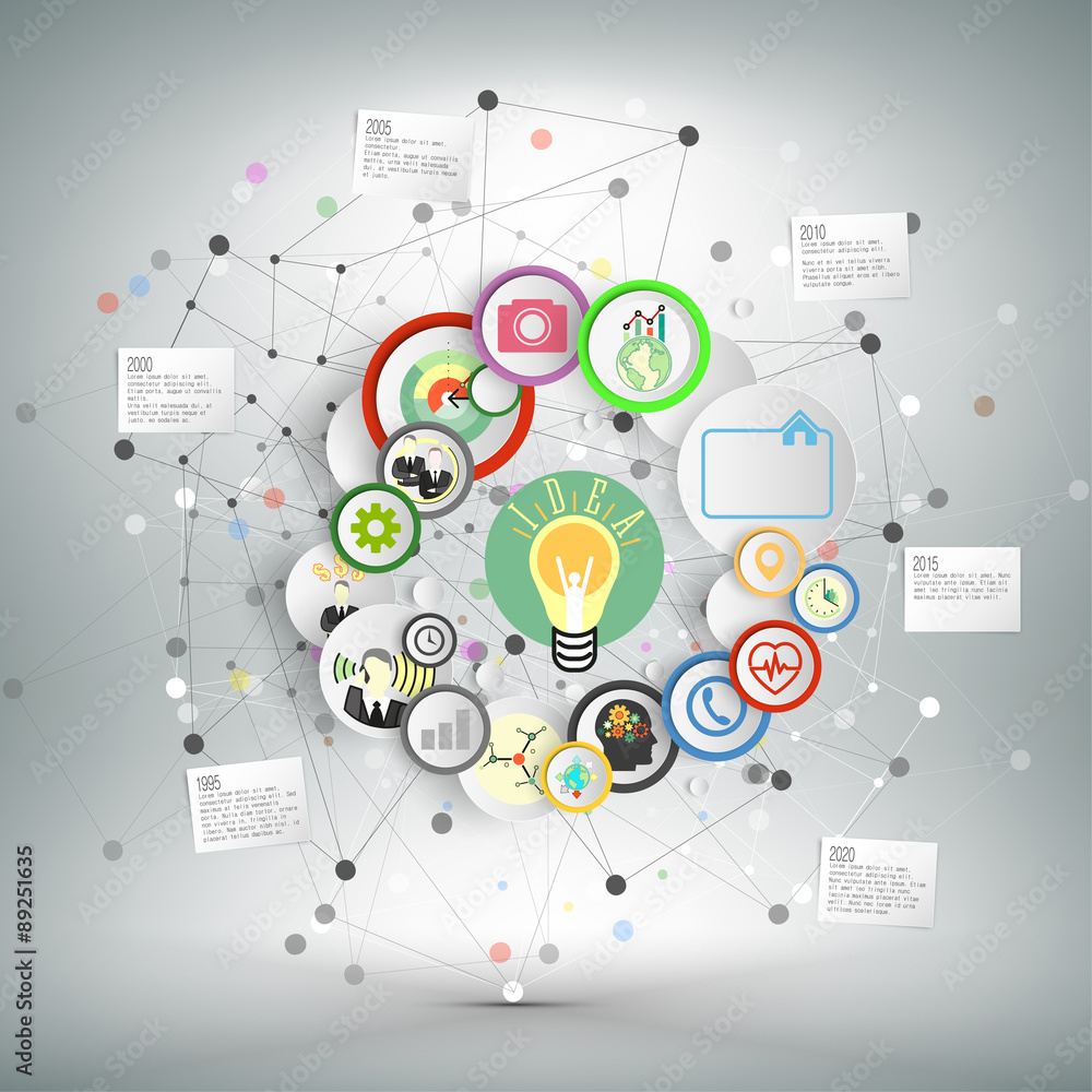 Infographic network with icons for business vector template Infographic network with icons for business vector template