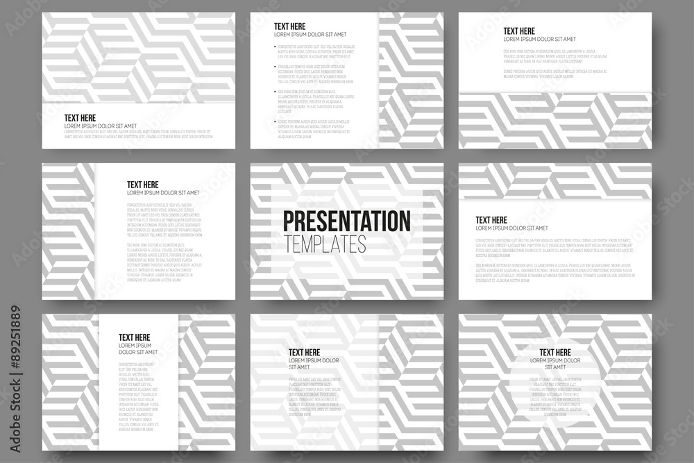 Fototapeta premium Set of 9 templates for presentation slides. Modern stylish