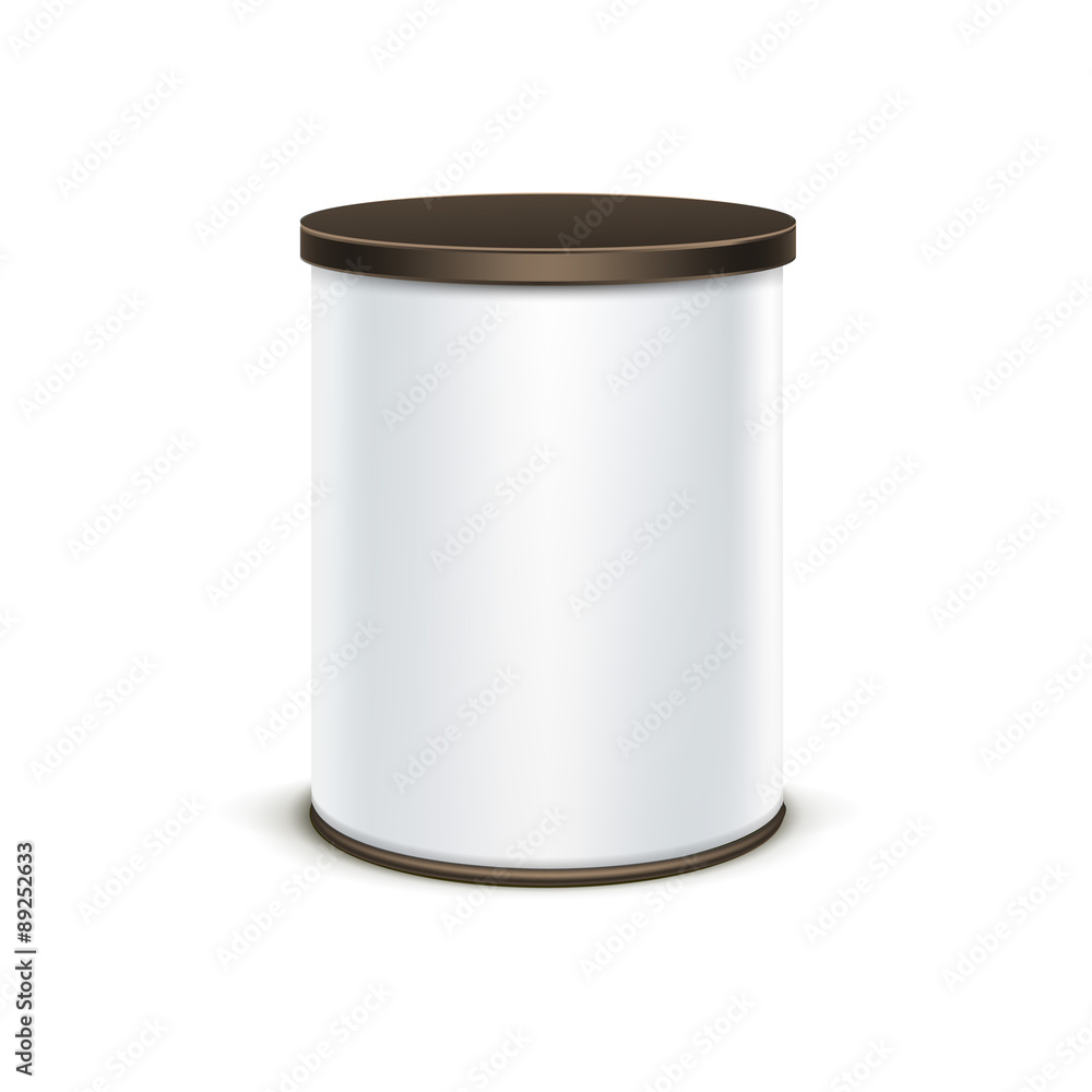 White tin box packaging container for tea coffee isolated vector White tin box packaging container for tea coffee isolated vector