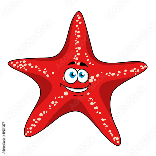 Cartoon tropical red starfish character
