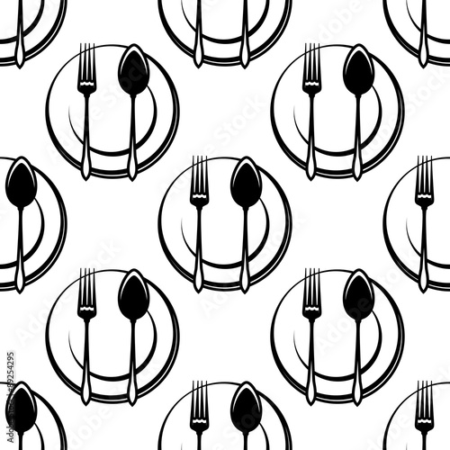 Cutlery and dishware seamless pattern