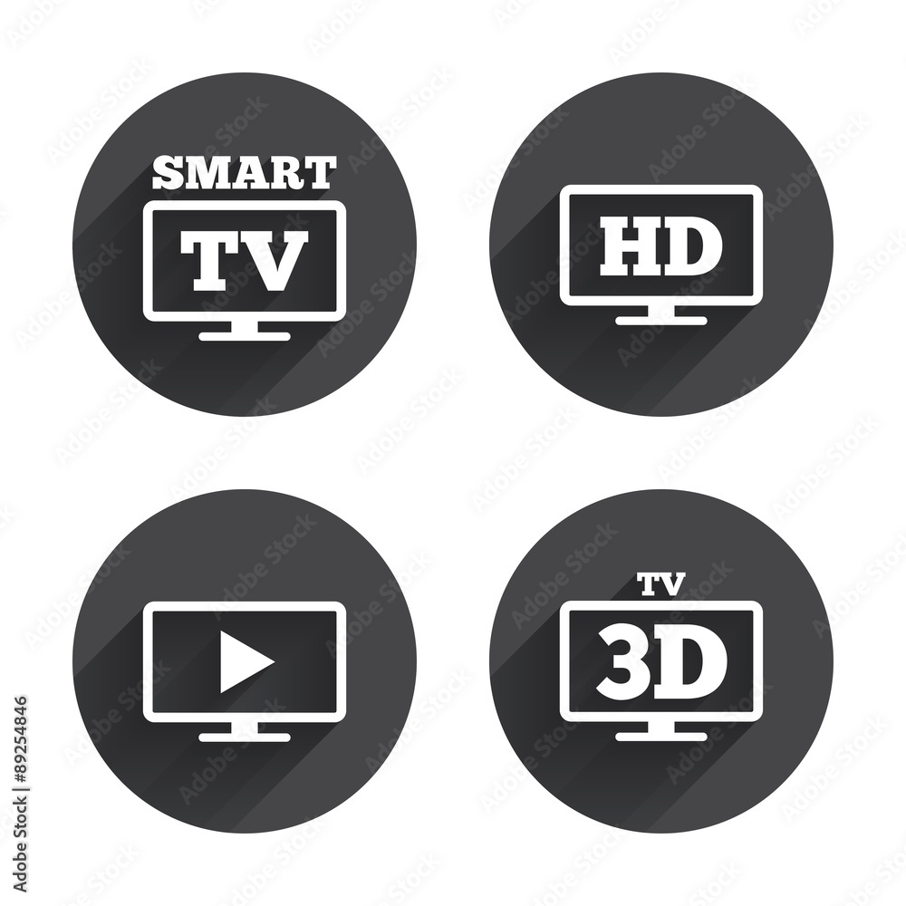 Smart TV mode icon. 3D Television symbol. Smart TV mode icon. 3D Television symbol.