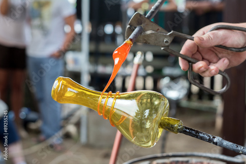 Demonstration of handmade glass production photo