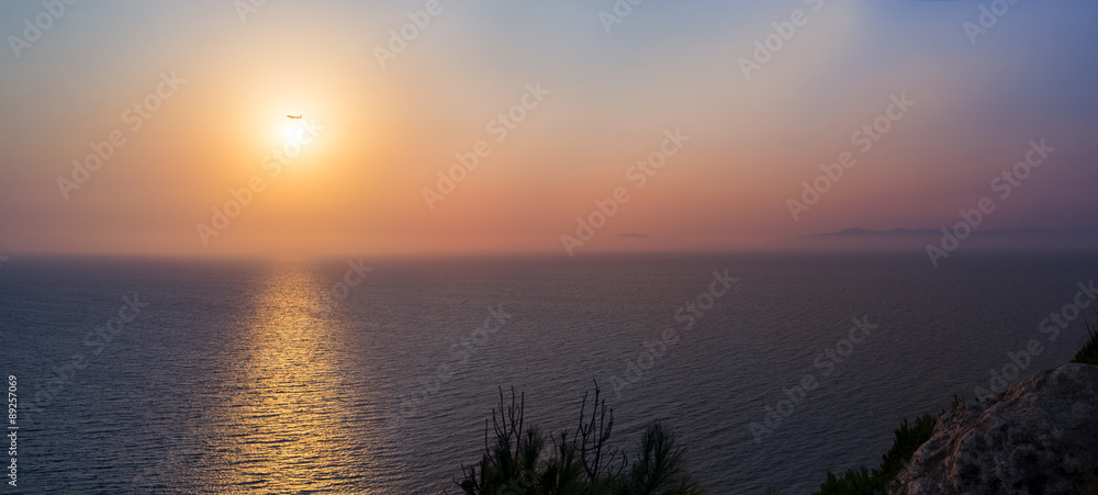 Sunset over the Aegean Sea at Rhodes
