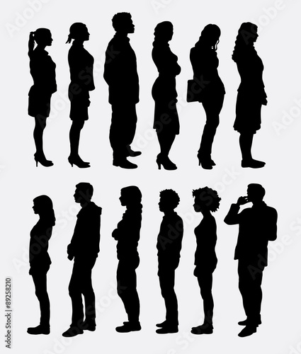 People standing queue silhouettes