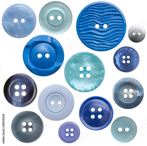 High-Resolution Button Collection - 14 Blue, Isolated