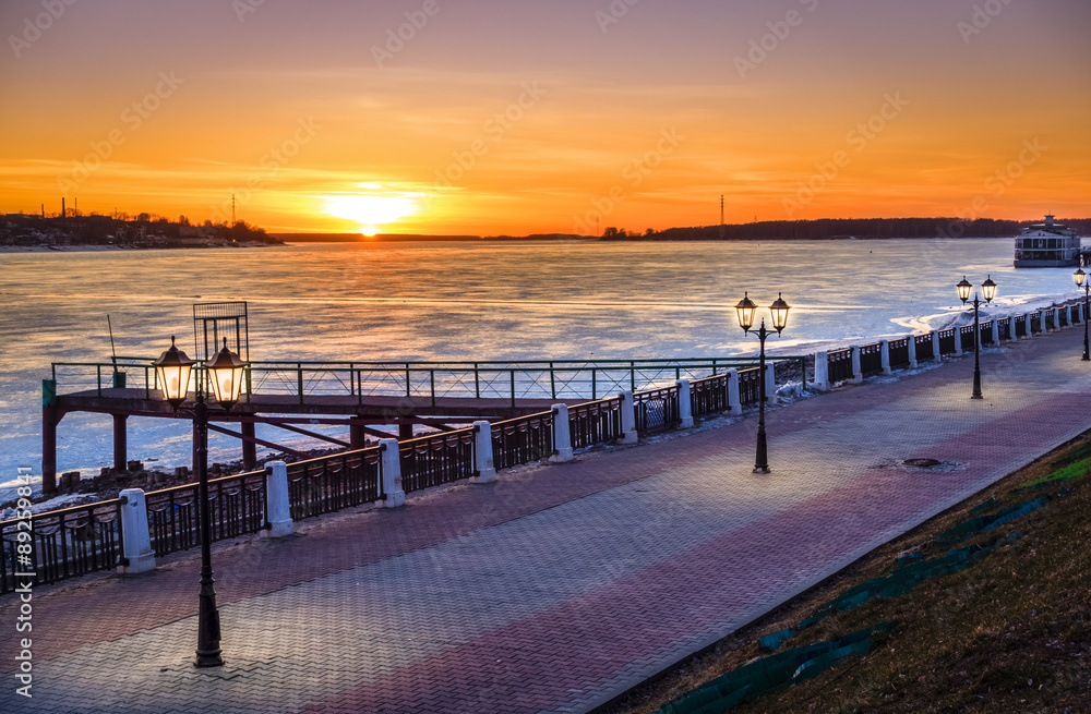 Sunset on Volga River