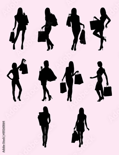 Shopping Woman Silhouette, art vector design