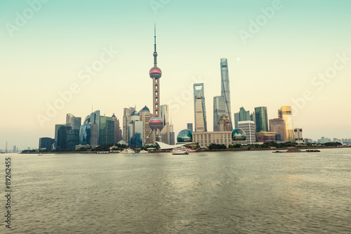 Beautiful Shanghai skyline at dusk，China