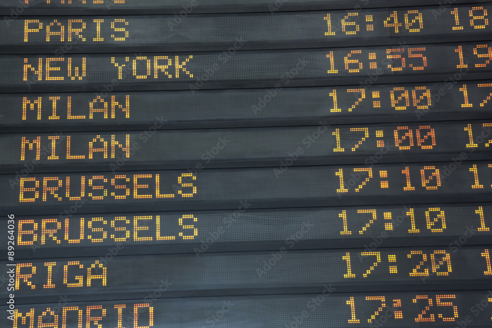 Obraz premium Flights information board