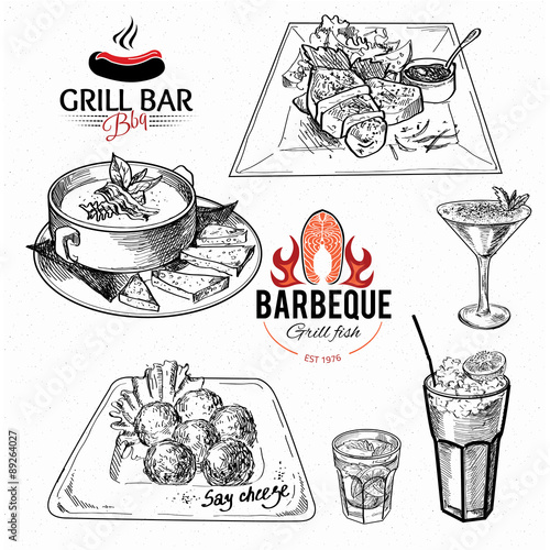 hand drawn sea food
