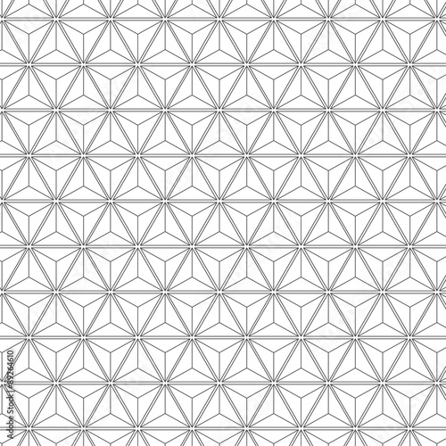 Seamless Geometric Lines Black and White Hexagon Vector Pattern 