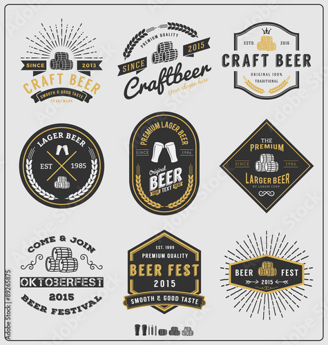 Set of vintage beer badge logo and labels template design.Vector illustration