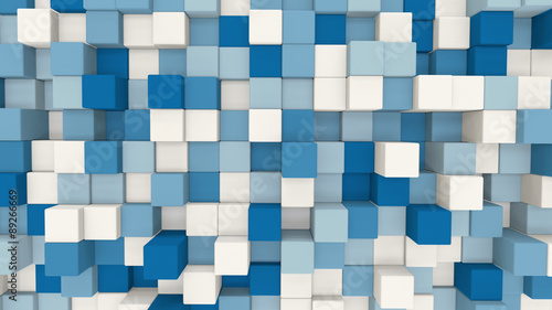 blue and white 3D cubes geo...