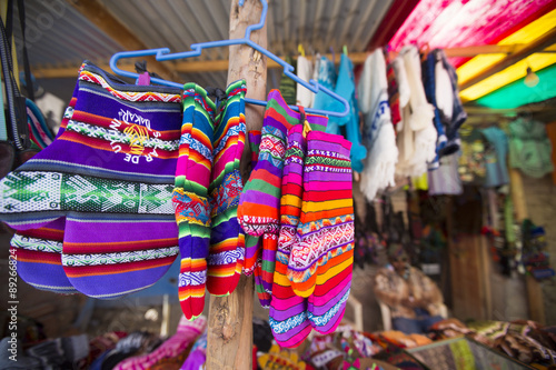 Colored gloves from Bolivia ethnic market