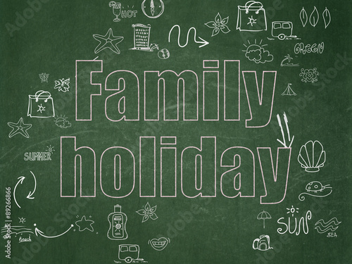 Vacation concept: Family Holiday on School Board background