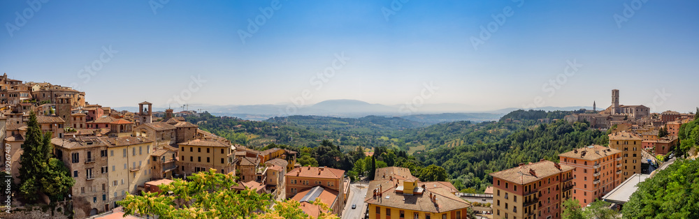 Panorama  over Umbria from the top of Perugia