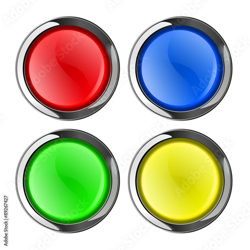 Free Download Round colored plastic buttons. Web icon with metallic frame. - GFXLoad