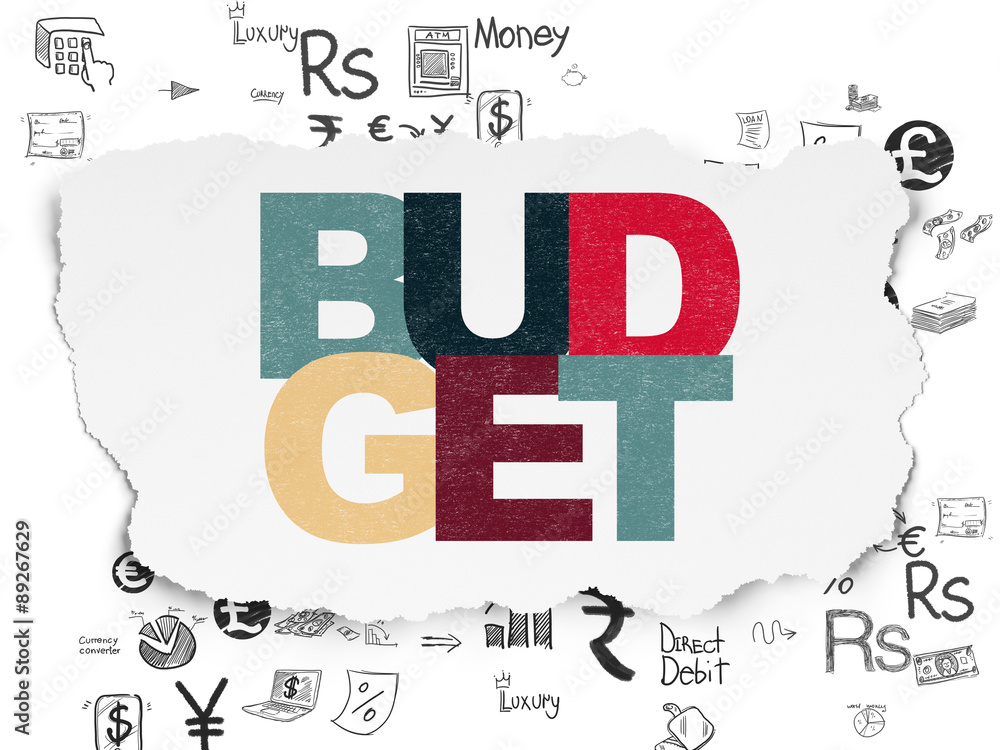 Naklejka premium Money concept: Budget on Torn Paper background