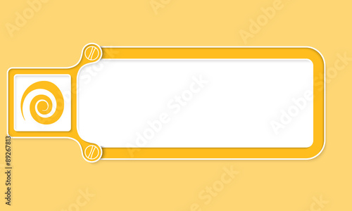 Yellow box with white frame for your text and spiral