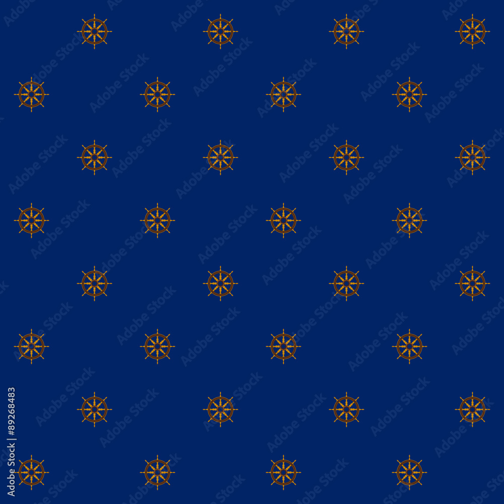 Seamless Pattern with Ship's Wheel Seamless Pattern with Ship's Wheel