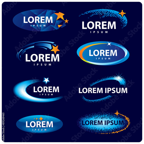 Set of abstract space stars signs. Logo design templates.