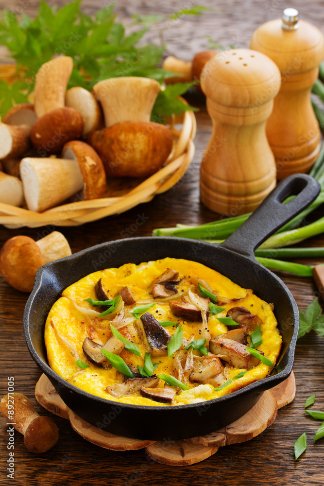 Omelette (frittata) with wild mushrooms. Omelette (frittata) with wild mushrooms.