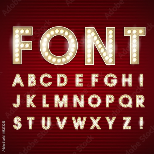 Font light bulb alphabet vector