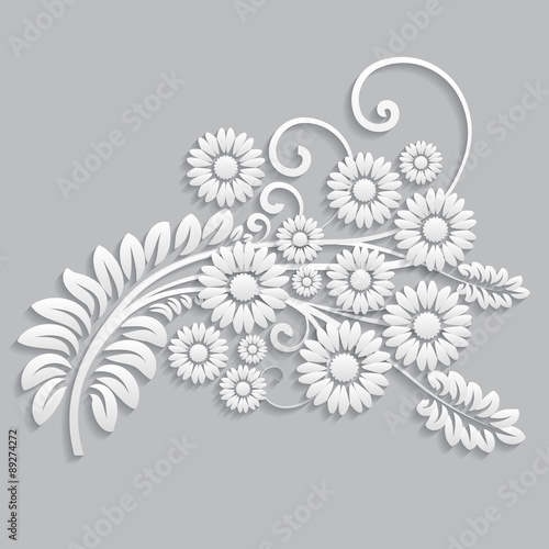 Fotografie Flowers and floral elements cut from paper