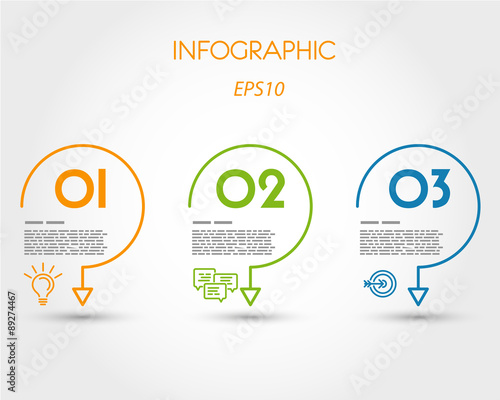 colorful linear infographic three hooks